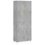 Credenza Grigio Cemento 69,5x34x180 cm in Legno Multistrato