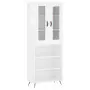 Credenza Bianco Lucido 69,5x34x180 cm in Legno Multistrato