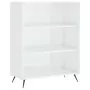 Credenza Bianco Lucido 69,5x34x180 cm in Legno Multistrato