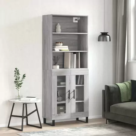 Credenza Grigio Sonoma 69,5x34x180 cm in Legno Multistrato