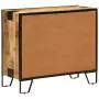 Credenza 80x31x66 cm in Legno Grezzo Massello Mango e Metallo