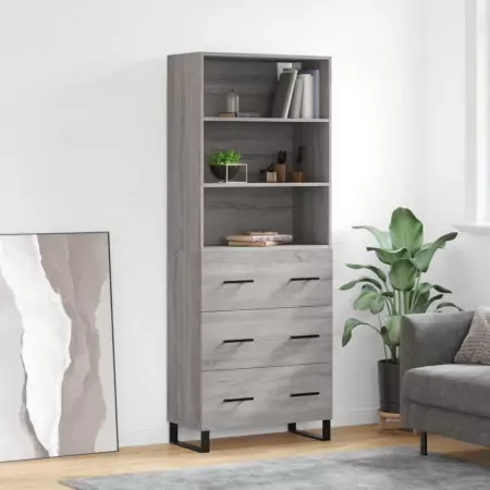 Credenza Grigio Sonoma 69,5x34x180 cm in Legno Multistrato