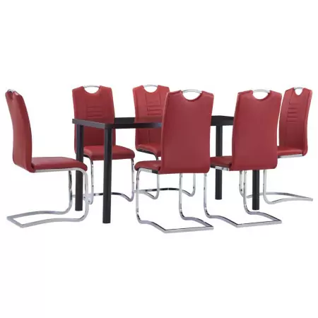 Set Sala da Pranzo 7 pz in Similpelle Rosso