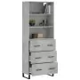 Credenza Grigio Cemento 69,5x34x180 cm in Legno Multistrato