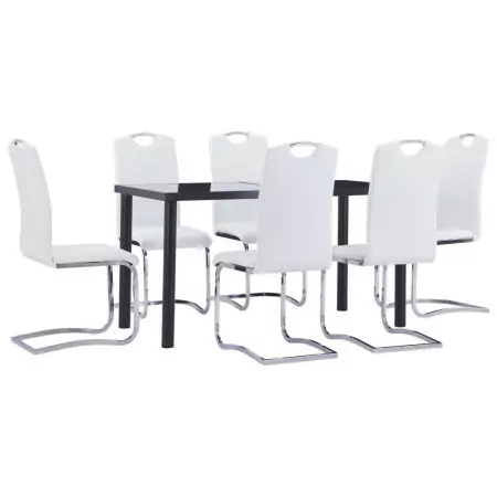 Set Sala da Pranzo 7 pz in Similpelle Bianco