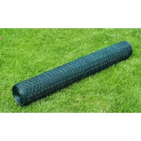 Recinzione in Rete per Pollaio Rivestita in PVC 25x0,5 m Verde