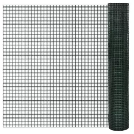 Recinzione in Rete per Pollaio Rivestita in PVC 10x1 m Verde