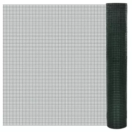 Recinzione in Rete per Pollaio Rivestita in PVC 10x1 m Verde