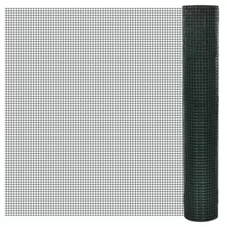 Recinzione in Rete per Pollaio Rivestita in PVC 25x1 m Verde