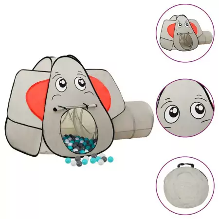 Tenda Gioco Bambini Elefante Grigio 250 Palline 174x86x101 cm