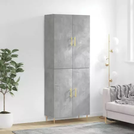 Credenza Grigio Cemento 69,5x34x180 cm in Legno Multistrato