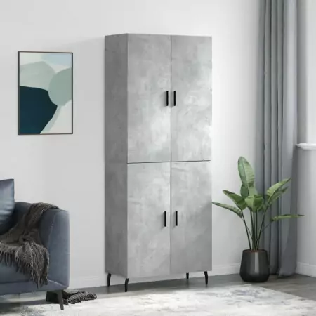 Credenza Grigio Cemento 69,5x34x180 cm in Legno Multistrato