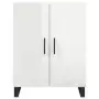 Credenza Bianco Lucido 69,5x34x180 cm in Legno Multistrato