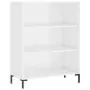 Credenza Bianco Lucido 69,5x34x180 cm in Legno Multistrato