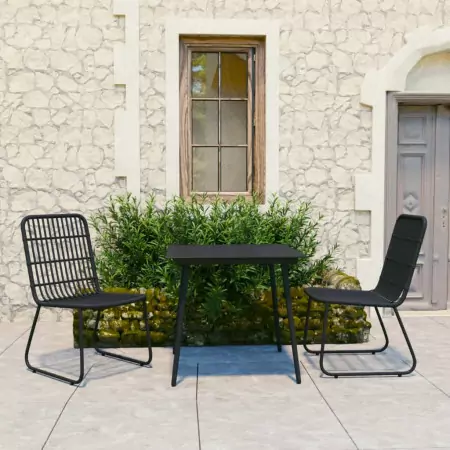 Set da Pranzo da Giardino 3 pz in Polyrattan e Vetro