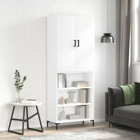 Credenza Bianca 69,5x34x180 cm in Legno Multistrato