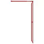 Parete per Doccia Walk-in Vetro Trasparente ESG 100x195cm Rossa