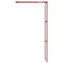 Parete per Doccia Walk-in Vetro Trasparente ESG 80x195 cm Rossa