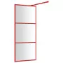 Parete per Doccia Walk-in Vetro Trasparente ESG 80x195 cm Rossa