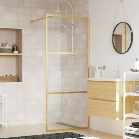 Parete per Doccia Walk-in Vetro Trasparente ESG 80x195 cm Oro