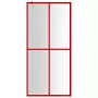 Parete per Doccia Walk-in Vetro Trasparente ESG 90x195 cm Rossa