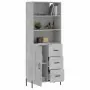 Credenza Grigio Cemento 69,5x34x180 cm in Legno Multistrato