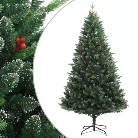 Albero Natale Artificiale Incernierato con Bacche Rosse 240 cm