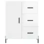 Credenza Bianco Lucido 69,5x34x180 cm in Legno Multistrato