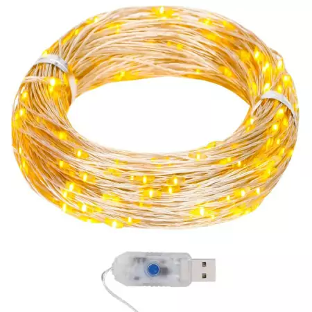 Micro Luci Fatate Sferiche 40m 400 LED Bianco Caldo 8 Funzioni