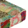 Pouf Patchwork in Cotone Fatto a Mano Quadrato 50x50x12cm Verde