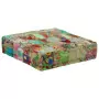 Pouf Patchwork in Cotone Fatto a Mano Quadrato 50x50x12cm Verde