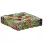 Pouf Patchwork in Cotone Fatto a Mano Quadrato 50x50x12cm Verde