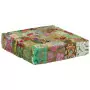 Pouf Patchwork in Cotone Fatto a Mano Quadrato 50x50x12cm Verde