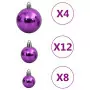 Set Palline di Natale 111 pz Viola in Polistirene