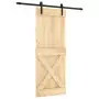 Porta Scorrevole con Set Hardware 80x210 cm Legno Massello Pino