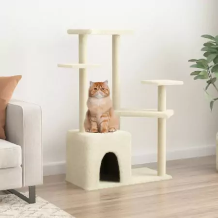 Albero per Gatti con Tiragraffi in Sisal Crema 107,5 cm