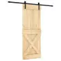 Porta Scorrevole con Set Hardware 80x210 cm Legno Massello Pino