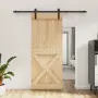 Porta Scorrevole con Set Hardware 85x210 cm Legno Massello Pino