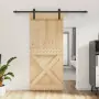 Porta Scorrevole con Set Hardware 90x210 cm Legno Massello Pino