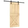 Porta Scorrevole con Set Hardware 90x210 cm Legno Massello Pino