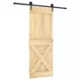 Porta Scorrevole con Set Hardware 80x210 cm Legno Massello Pino