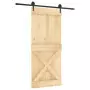 Porta Scorrevole con Set Hardware 90x210 cm Legno Massello Pino