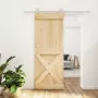 Porta Scorrevole con Set Hardware 80x210 cm Legno Massello Pino