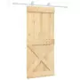 Porta Scorrevole con Set Hardware 90x210 cm Legno Massello Pino