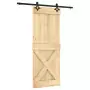 Porta Scorrevole con Set Hardware 80x210 cm Legno Massello Pino