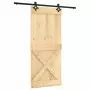 Porta Scorrevole con Set Hardware 90x210 cm Legno Massello Pino