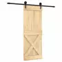 Porta Scorrevole con Set Hardware 80x210 cm Legno Massello Pino