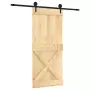 Porta Scorrevole con Set Hardware 90x210 cm Legno Massello Pino