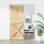 Porta Scorrevole con Set Hardware 100x210cm Legno Massello Pino