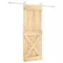 Porta Scorrevole con Set Hardware 80x210 cm Legno Massello Pino